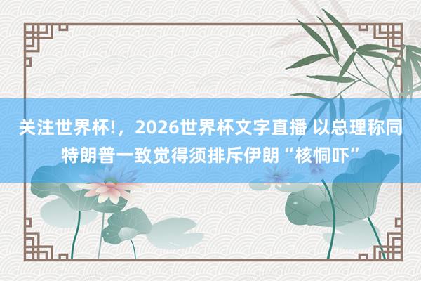 关注世界杯!，2026世界杯文字直播 以总理称同特朗普一致觉得须排斥伊朗“核恫吓”