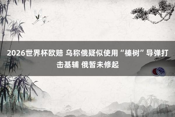 2026世界杯欧赔 乌称俄疑似使用“榛树”导弹打击基辅 俄暂未修起