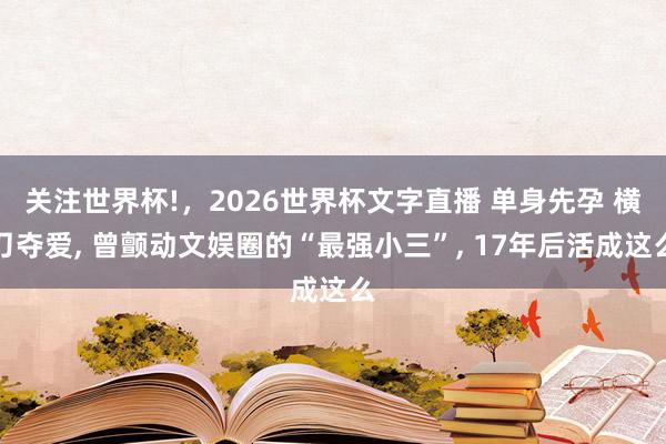 关注世界杯!，2026世界杯文字直播 单身先孕 横刀夺爱， 曾颤动文娱圈的“最强小三”， 17年后活成这么