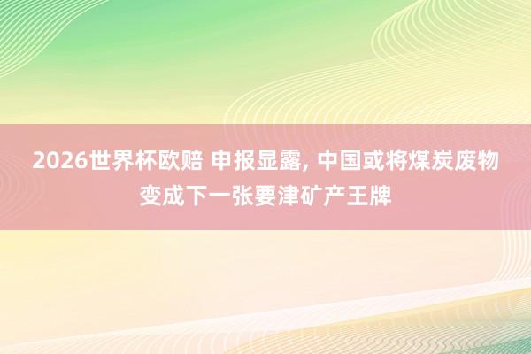 2026世界杯欧赔 申报显露， 中国或将煤炭废物变成下一张要津矿产王牌