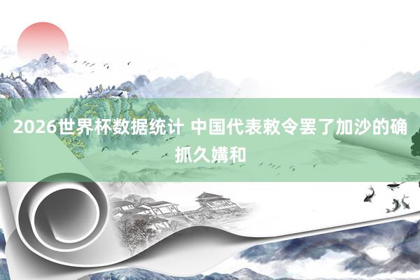 2026世界杯数据统计 中国代表敕令罢了加沙的确抓久媾和