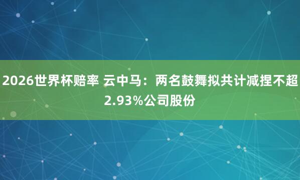 2026世界杯赔率 云中马：两名鼓舞拟共计减捏不超2.93%